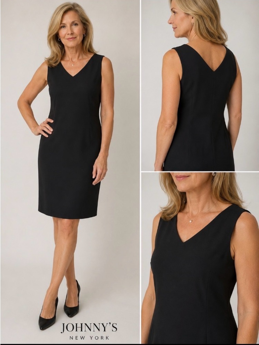 Jones New York Black Sleeveless V-Neck Midi Dress. Size 16